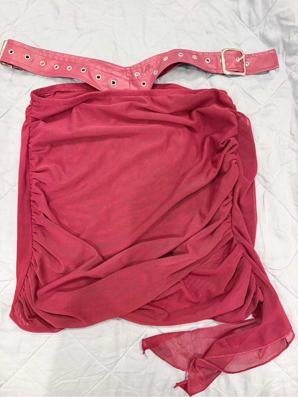 Strapless Buckle Corset Ruched Mini Skirt Matching Set - Picture 4 of 6